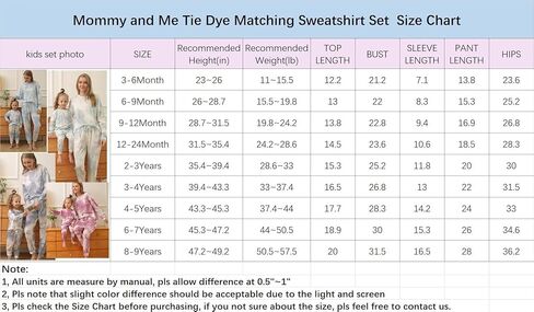Baby Girl Outfits Mommy and Me Tie Dye Matching Sweatshirt Set Jogger Pants Lounge Sets Long Sleeve Pullover sets in Kuwait