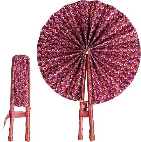 In Ghana Ankara African Print Handheld Bolgatanga Folding Fan Leather Handles, African Fabric Folding Fan Handheld (Fan A) in Saudi Arabia