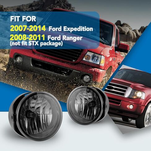 مصابيح الضباب AUTOWIKI مناسبة لـ 2007-2014 Ford Expedition/ 2008-2011 Ford Ranger (غير مناسبة لحزمة STX) مع عدسة دخان قطعتين من مصابيح الضباب الخفيفة in Saudi Arabia