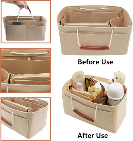 ملحق منظم المحفظة لحقائب اليد، منظم حمل اللباد مع حقيبة قابلة للفصل وسلاسل مفاتيح مثالية لحقيبة اليد النسائية باللون الأبيض in Kuwait