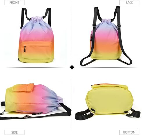 ALUSBELL Large Drawstring Backpack Sports Gym Sackpack Basketball Bag String Bag Cinch Beach Swim Bag for Women Men, Gradient Gray in Kuwait