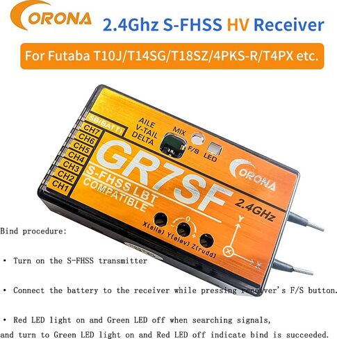Corona GR7SF 2.4GHz 7CH S.Bus Receiver with 3X Gyro Futaba S-FHSS Compatible Transmitter T6J T8J 10J T14SG 16SZ for FPV Airplane in Saudi Arabia