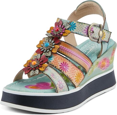 Spring Step L'Artiste Women's FloralBloom - صنادل رياضية خفيفة الوزن مرسومة يدويًا in Kuwait