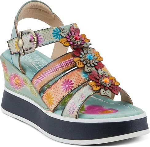 Spring Step L'Artiste Women's FloralBloom - صنادل رياضية خفيفة الوزن مرسومة يدويًا in Kuwait
