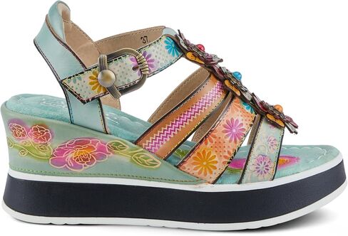 Spring Step L'Artiste Women's FloralBloom - صنادل رياضية خفيفة الوزن مرسومة يدويًا in Kuwait