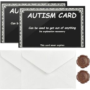 2 Pcs Autism Excuse Cards, Wallet-Size PVC Plastic Autism Communication Cards for Anxiety Relief & Expressing Needs, Credit Card Size Gag Gift for Friends, Adults & Teens in Saudi Arabia