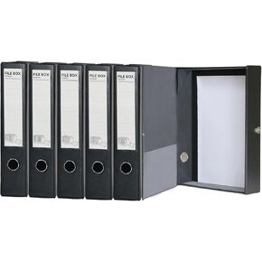 6 Pack Foldable Plastic Box Files A4 with Metal Clip,65mm Spine,Document Archive Folders for Office（Black） in Saudi Arabia