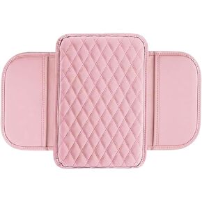Car Center Console Cover, Microfiber Leather Car Armrest Cover Cushion with 2 Storage Bags, Upgraded Scratch & Wear Resistant Vehicle Arm Rest Pad, Universal for SUV, Sedan, Truck (Pink) in Saudi Arabia