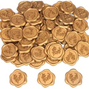 60 PCS Wax Seal Stickers, Self Adhesive Wax Stickers, Waxs Seals for Wedding Party Invitations, Envelope, Gift Wrap, Party(Eucalyptus Style, Gold) in Saudi Arabia