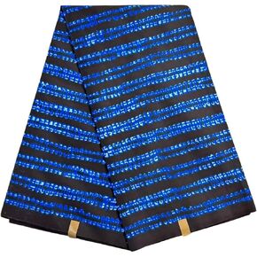 African Ankara Fabric, Navy Blue Polyester Tribal Print, 6 Yards x 45 Inches, Dashiki Wax Pattern for Party Dress Making in Saudi Arabia