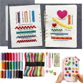 Jongdari Embroidery Stitch Book Kit, All in One Hand Embroidery Stitch Sewing Kit with Patterns for Beginners & DIY Craft Lovers in Saudi Arabia