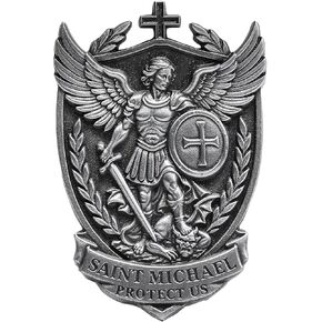 Saint Michael Archangel Car Emblem 3 Inch – Metal 3D Shield Badge, “Protect Us" Religious Car Sticker, Catholic Guardian Angel Auto Emblem in Saudi Arabia