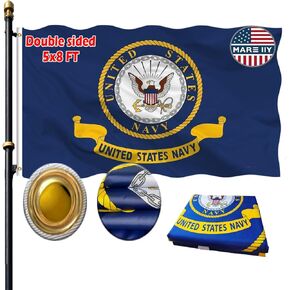VOLTA 4x6 ft Navy Emblem Double Sided Heavy Duty Outdoor Flag, 3-Ply Weather Resistant Polyester w/Canvas Header/Brass Grommets (Authentic Mirror Design) in Saudi Arabia