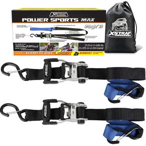 XSTRAP STANDARD 4 Pack 1" x 15Ft Ratchet Tie Down Straps - 500Lbs Load Cap, 1500Lb Break Strength, Includes 2 Bungee Cords for Moving Appliances & Motorcycle, Green in Saudi Arabia