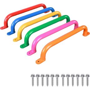 17 Inch Set of 6 with 6 Colors Steel Safety Playground Handles - Indoor Ceiling Monkey Bars for Kids, Playset Grab Handles, Swing Sets Hand Grips Grab Rail in Kuwait