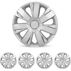 15" Universal Hubcaps Silver Wheel Cover Replacement R15 Hub Caps Automotive Universal Wheel Rim Cover Compatible with Most Car Truck SUV Accessories(15 Inch Hubcaps Set of 4) in Kuwait