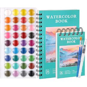 40 Sheets Watercolor Sketchbook with 36 Colors Watercolor Paint Set, 140lb/300g Watercolor Paper (5.5"x 8.5" & 3.5" x 5.5") Watercolor Painting Supplies for Artists Beginner in Saudi Arabia