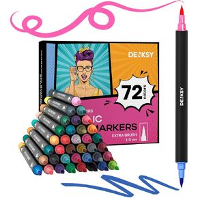 72 Dual Tip Acrylic Paint Markers Set | Colored Markers with Brush Tip | Art Markers for Adults | Acrylic Paint Pens for Rock Painting, Canvas, Glass, Wood, Ceramic, DIY Crafts, Fabric in Saudi Arabia