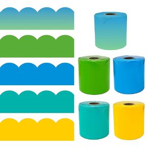 IXL 65Ft of Gradient and Groovy Bulletin Board Border, 1 Roll of Scalloped Trim for Rolling Whiteboard, Cork and Posterboard, Party, Office Decorations, and Classroom Decor in Saudi Arabia