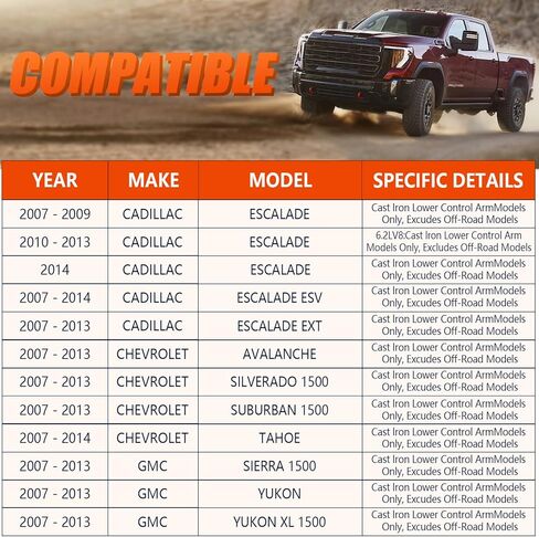 Front Lower Control Arms for 2007-2013 Chevy Silverado 1500, Suburban 1500, Avalanche, Tahoe, GMC Sierra 1500, Yukon XL 1500/Yukon, Cadillac Escalade Esv Ext, K620888 K620889 in Kuwait