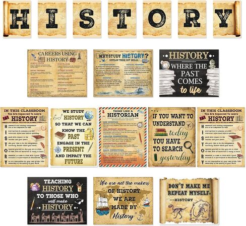 18Pcs History Posters for Classroom Social Studies Classroom Decorations Vintage Retro What is History Posters for Back to School Teacher Gifts Elementary Middle High School Office Home Wall Art Decor in Kuwait
