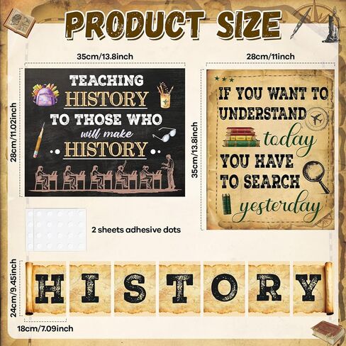 18Pcs History Posters for Classroom Social Studies Classroom Decorations Vintage Retro What is History Posters for Back to School Teacher Gifts Elementary Middle High School Office Home Wall Art Decor in Kuwait