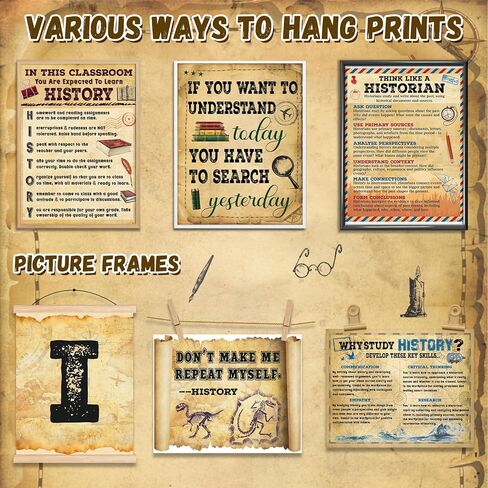 18Pcs History Posters for Classroom Social Studies Classroom Decorations Vintage Retro What is History Posters for Back to School Teacher Gifts Elementary Middle High School Office Home Wall Art Decor in Kuwait
