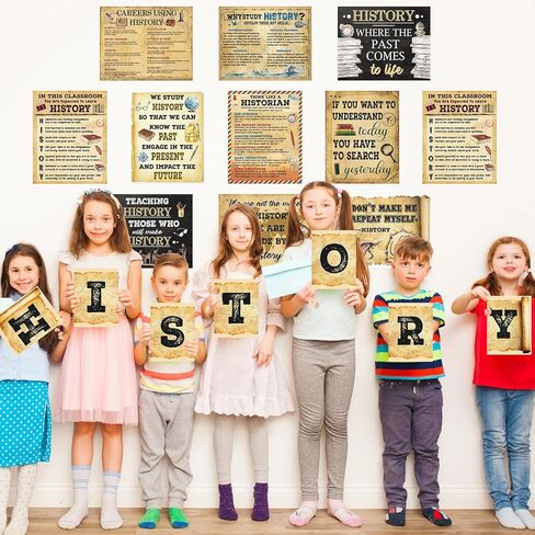 18Pcs History Posters for Classroom Social Studies Classroom Decorations Vintage Retro What is History Posters for Back to School Teacher Gifts Elementary Middle High School Office Home Wall Art Decor in Kuwait