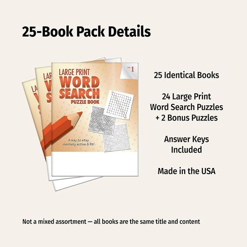 ZOCO - Large Print Word Search Puzzle Books (25 Bulk Pack) - Easy Word Find for Seniors and Adults - Nursing Home and Assisted Living Activities and Gifts (Vol. 1) in Kuwait