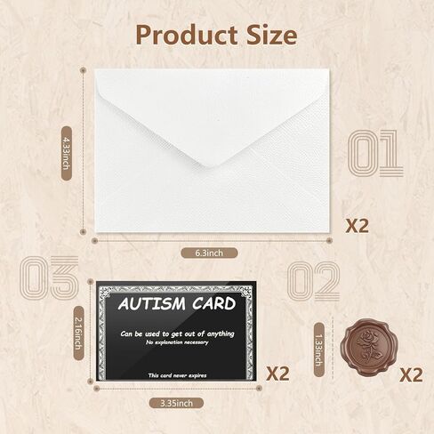 2 Pcs Autism Excuse Cards, Wallet-Size PVC Plastic Autism Communication Cards for Anxiety Relief & Expressing Needs, Credit Card Size Gag Gift for Friends, Adults & Teens in Saudi Arabia