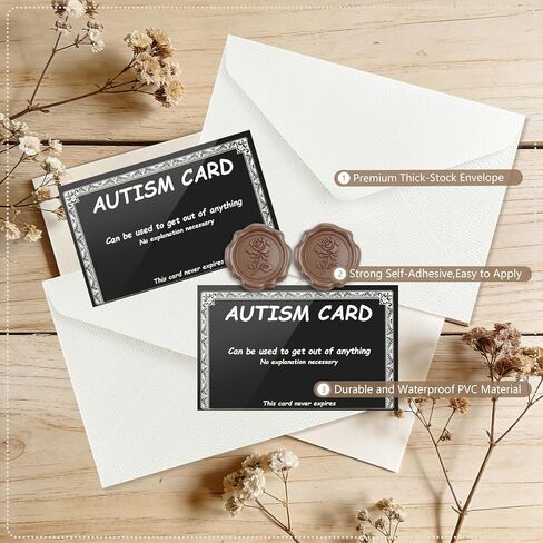 2 Pcs Autism Excuse Cards, Wallet-Size PVC Plastic Autism Communication Cards for Anxiety Relief & Expressing Needs, Credit Card Size Gag Gift for Friends, Adults & Teens in Saudi Arabia
