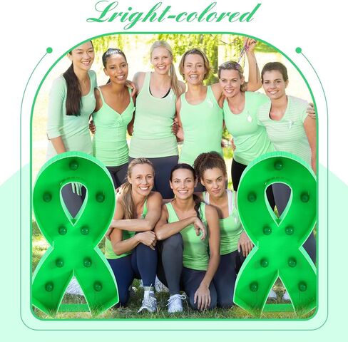 Retisee 3 ft Light up Marquee Mental Health Awareness Ribbon Mosaic Balloon Frame with Light String Mental Health Autism Awareness Items Green Pre-cut Foam Board for Activities in Kuwait