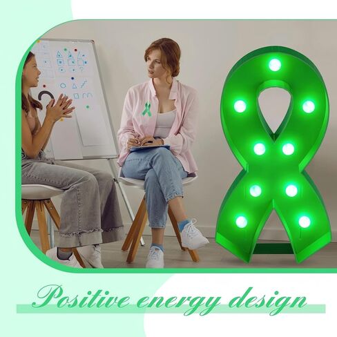 Retisee 3 ft Light up Marquee Mental Health Awareness Ribbon Mosaic Balloon Frame with Light String Mental Health Autism Awareness Items Green Pre-cut Foam Board for Activities in Kuwait