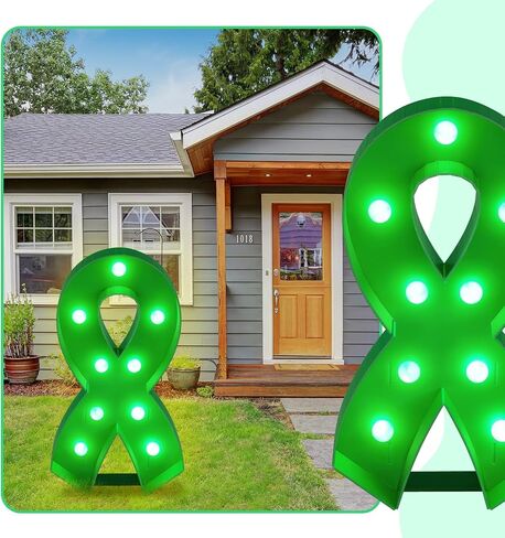 Retisee 3 ft Light up Marquee Mental Health Awareness Ribbon Mosaic Balloon Frame with Light String Mental Health Autism Awareness Items Green Pre-cut Foam Board for Activities in Kuwait