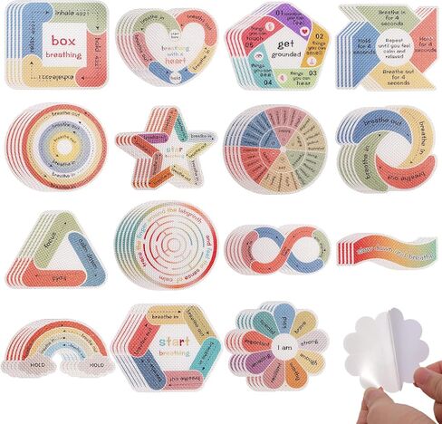 75 Pieces Texture Stickers 2 Different Surface Texture Styles Breathing Mindfulness Textured Stickers Calming Sticker 15 Color Styles for Adults Office Home Classroom Use in Kuwait