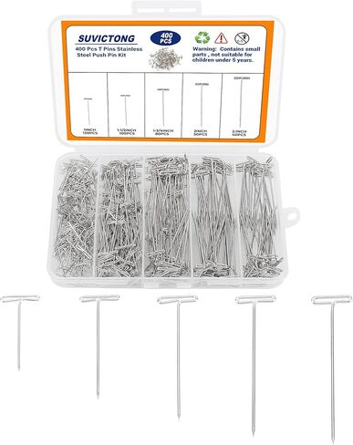 400 Pcs T Pins,Stainless Steel Sewing Pins for Wigs, Blocking Wig Pin for Foam Head, Craft, Quilting and Blocking Knitting for Office Wall,5 Sizes in Saudi Arabia