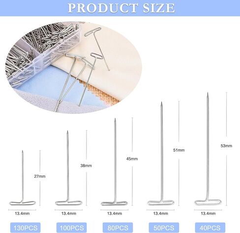 400 Pcs T Pins,Stainless Steel Sewing Pins for Wigs, Blocking Wig Pin for Foam Head, Craft, Quilting and Blocking Knitting for Office Wall,5 Sizes in Saudi Arabia