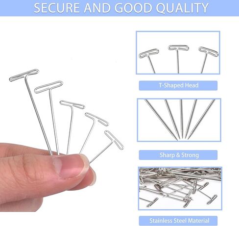 400 Pcs T Pins,Stainless Steel Sewing Pins for Wigs, Blocking Wig Pin for Foam Head, Craft, Quilting and Blocking Knitting for Office Wall,5 Sizes in Saudi Arabia
