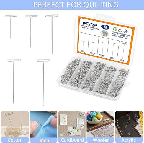400 Pcs T Pins,Stainless Steel Sewing Pins for Wigs, Blocking Wig Pin for Foam Head, Craft, Quilting and Blocking Knitting for Office Wall,5 Sizes in Saudi Arabia