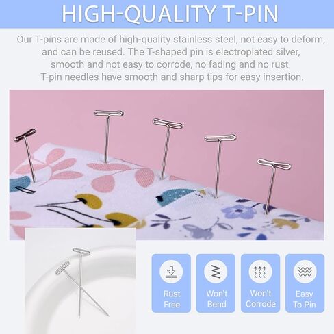 400 Pcs T Pins,Stainless Steel Sewing Pins for Wigs, Blocking Wig Pin for Foam Head, Craft, Quilting and Blocking Knitting for Office Wall,5 Sizes in Saudi Arabia