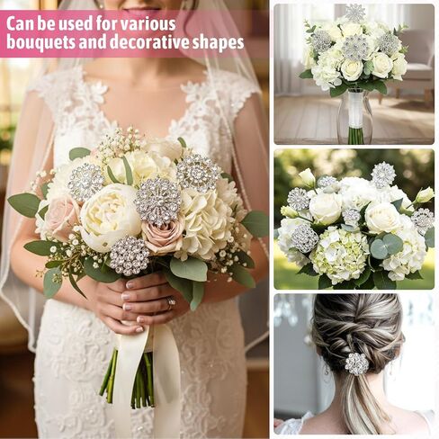 136 Pcs Flower Rhinestone Brooches, Crystal Flower Brooch Pins with Rhinestones Bulk Brooches Jewelry Rhinestone Embellishments for DIY Jewelry Crafting Sewing Wedding Hair Decoration in Kuwait