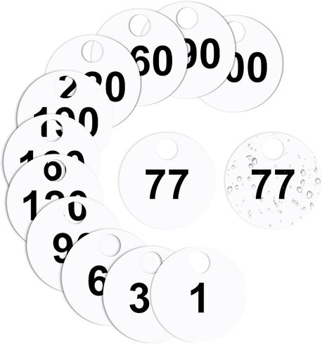 600Pcs Number Tags Round 2 Part Coat Check Tags Plastic Numbered Tags 1.7 inch Check Cards 1 to 300 with Hole Reusable Coat Room Tags Claim Ticket Hangers for Live Selling Sales Closet Black in Saudi Arabia