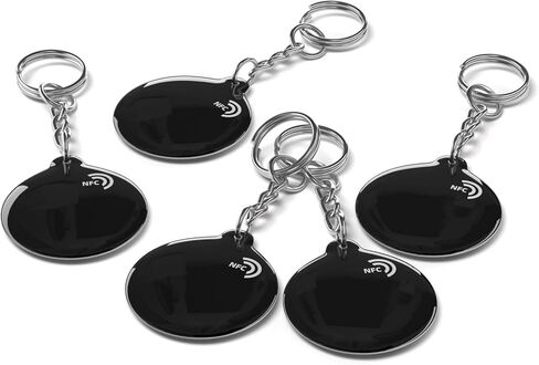 BABIQT 5pcs NFC Keyfobs Tags Black NTAG213 NFC Keychain Rewritable NFC Cards 137 Bytes Memory Compatible with All NFC-Enabled Smartphones & Device in Saudi Arabia