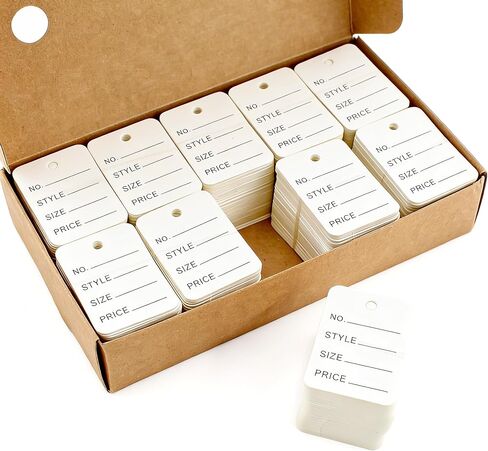 1000Pcs Price Tags 1.97" x 1.38" White Store Clothes Size Tags Small Paper Pricing Tag Merchandise Marking Display Label for Product Jewelry Clothing Coupon (White) in Kuwait