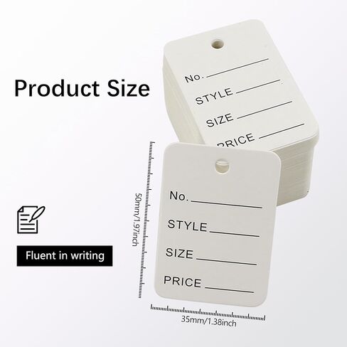 1000Pcs Price Tags 1.97" x 1.38" White Store Clothes Size Tags Small Paper Pricing Tag Merchandise Marking Display Label for Product Jewelry Clothing Coupon (White) in Kuwait