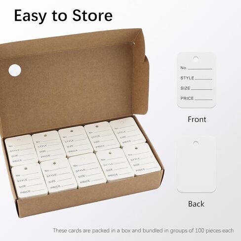 1000Pcs Price Tags 1.97" x 1.38" White Store Clothes Size Tags Small Paper Pricing Tag Merchandise Marking Display Label for Product Jewelry Clothing Coupon (White) in Kuwait