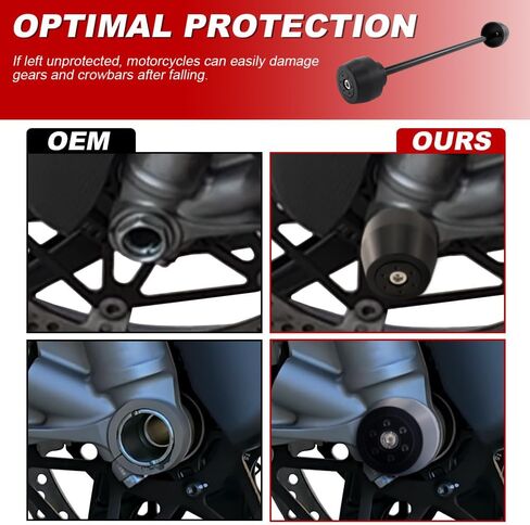 مزلقات شوكة الإطار الأمامي Xitomer مناسبة لـ Ducati Panigale V4/V2/1299/1199/959/899، لـ Streetfighter V4/V2، لـ Diavel/XDiavel 2012-2025+، عمود منزلق المحور مع حماية منزلق POM in Kuwait