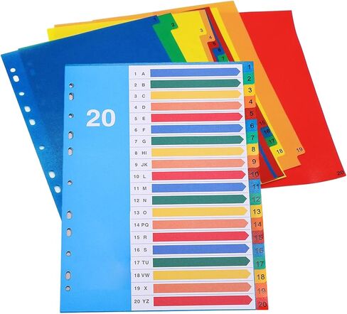 Binder Dividers, 20 Tabs, Customizable Table of Contents Page, Colourful A4 Folder Dividers Binder Tabs for Organizing Reports, Projects, and More(20 Colours) in Saudi Arabia