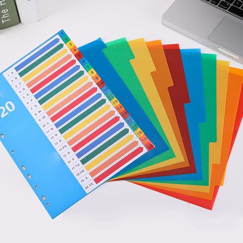 Binder Dividers, 20 Tabs, Customizable Table of Contents Page, Colourful A4 Folder Dividers Binder Tabs for Organizing Reports, Projects, and More(20 Colours) in Saudi Arabia