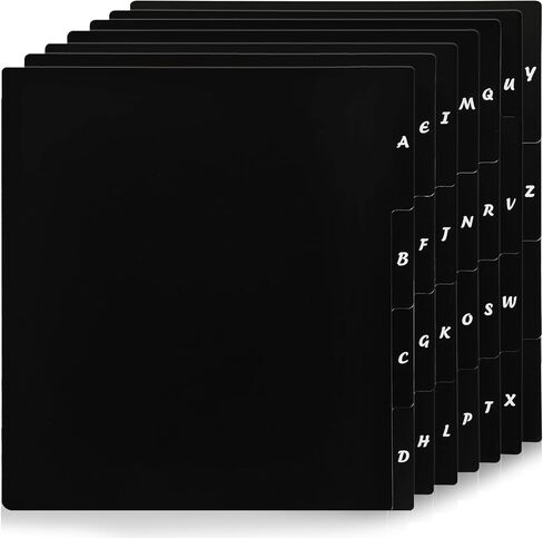 chiazllta 28Pcs Vinyl Album Divider Cuttable A-Z Record Divider DVD Cd File Alphabe Tab Record Organizer with Large Index Card Holder for Vinyl LP, Label on Single Side, 13.6 x 12 Inches(Black) in Kuwait